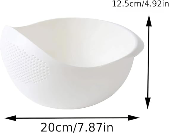 Rice Strainer and Colander Bowl with Side Drainer